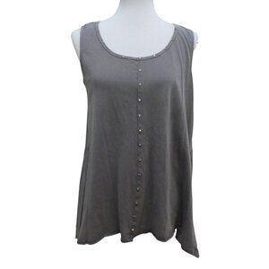 Soft Surroundings Purple Cotton Sleeveless Raw Hem Tank Top Tunic Womens Small